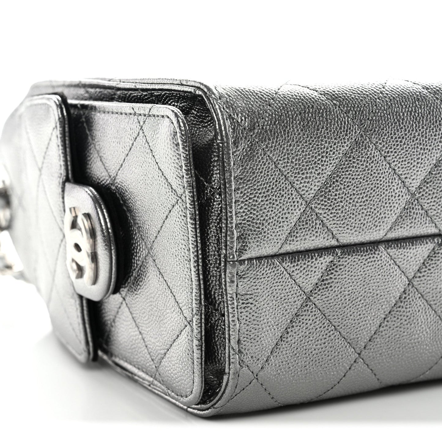 Metallic Caviar Quilted Mini Chanel 25 Handbag Anthracite