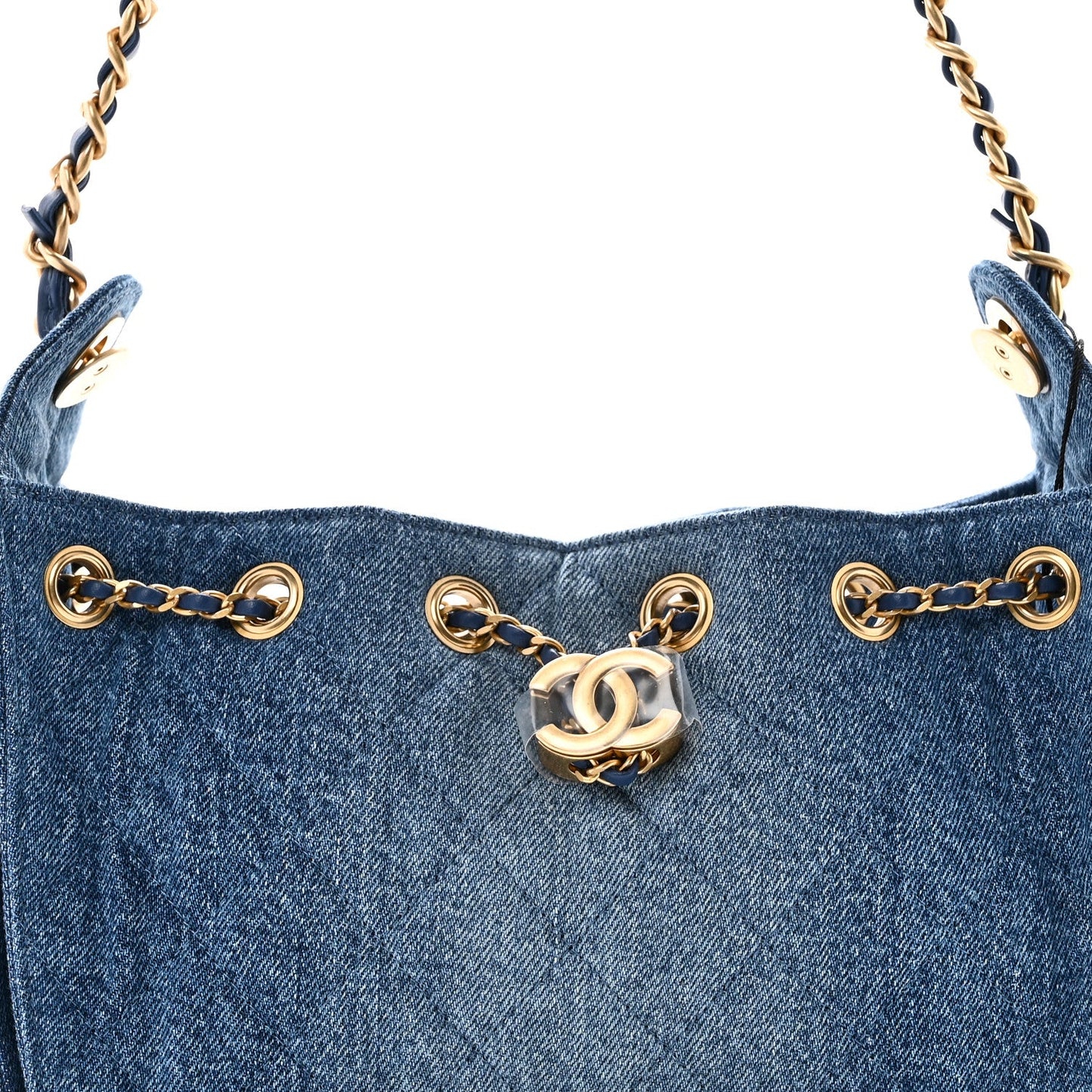 Washed Denim Quilted Mini Chanel 25 Handbag Blue