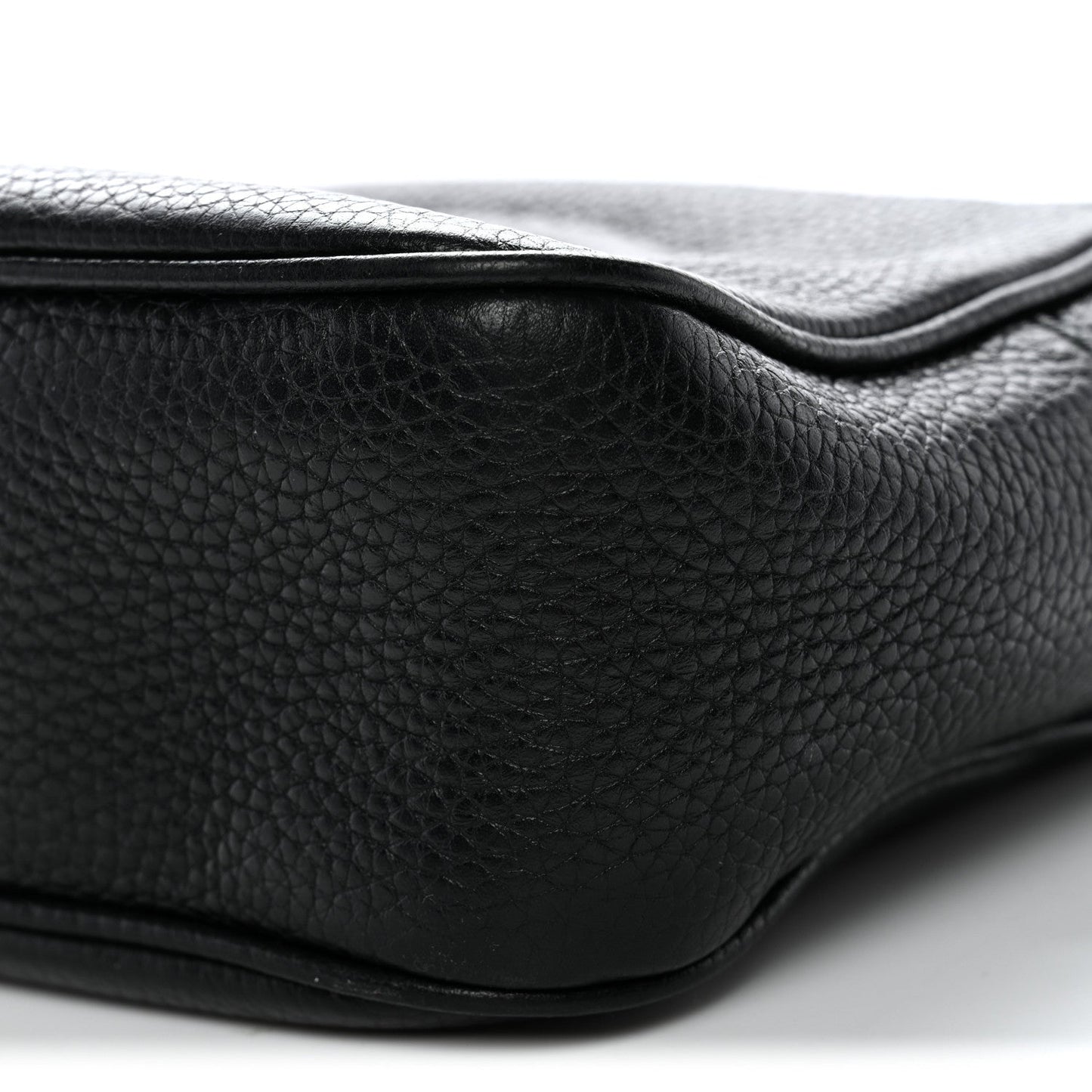 Pebbled Calfskin Small Soho Disco Bag Black