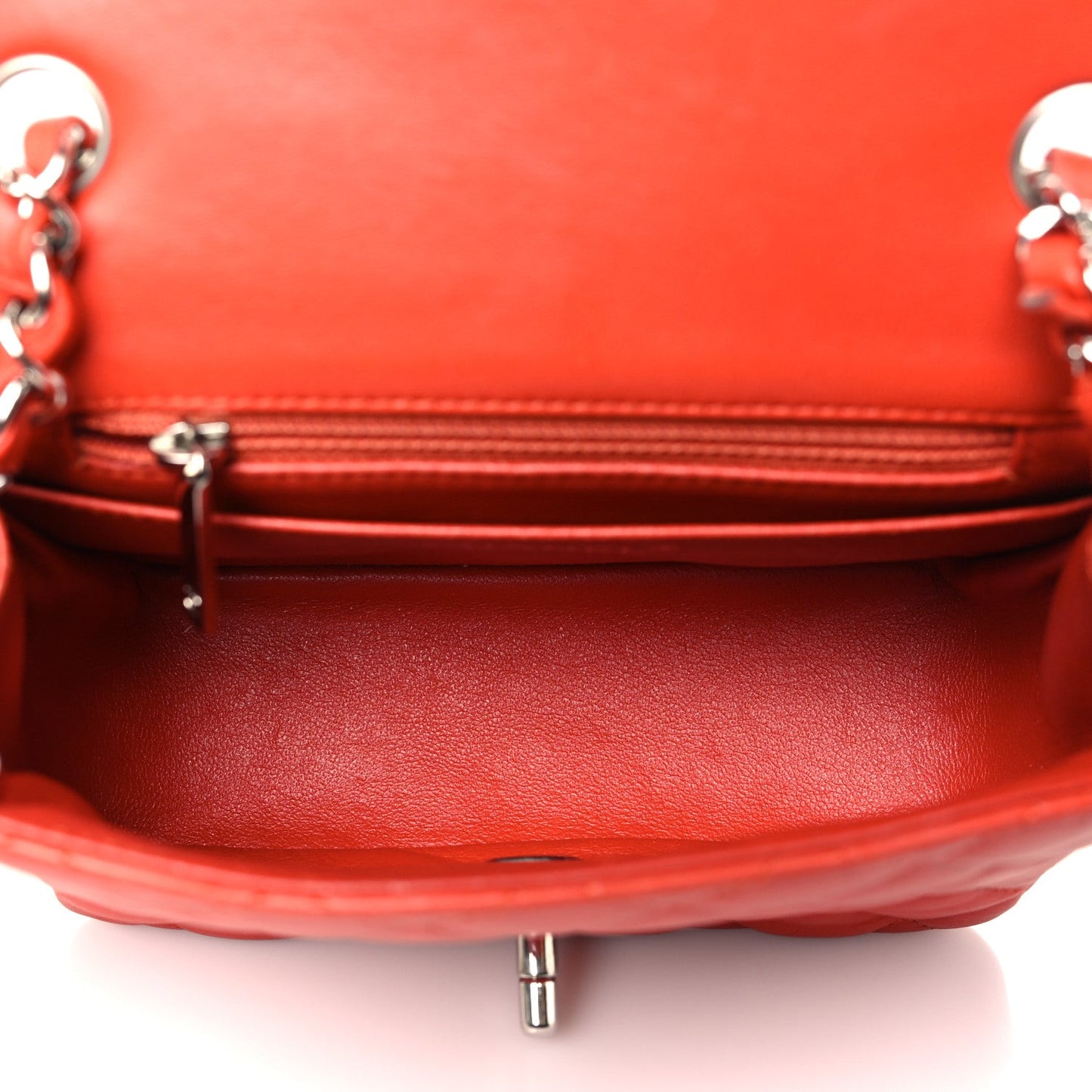 Lambskin Quilted Mini Square Flap Orange
