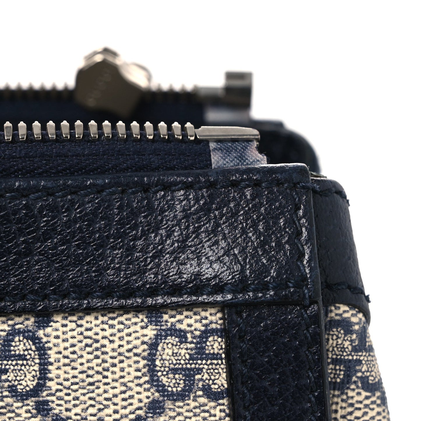 GG Supreme Monogram Textured Dollar Calfskin Web Small Ophidia Tote Bag Beige Blue