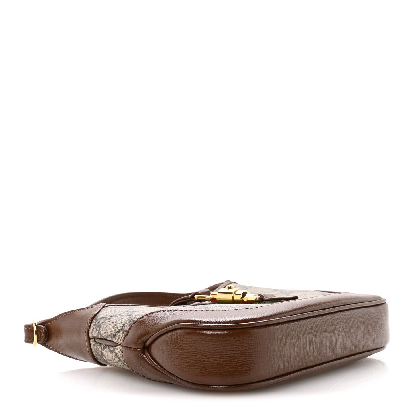 GG Supreme Monogram Azalea Calfskin Web Mini Jackie 1961 Hobo Beige Ebony Brown Sugar