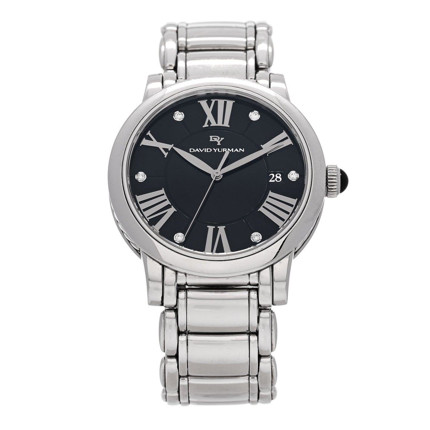 Stainless Steel Diamond 38mm Classic Quartz Watch Black