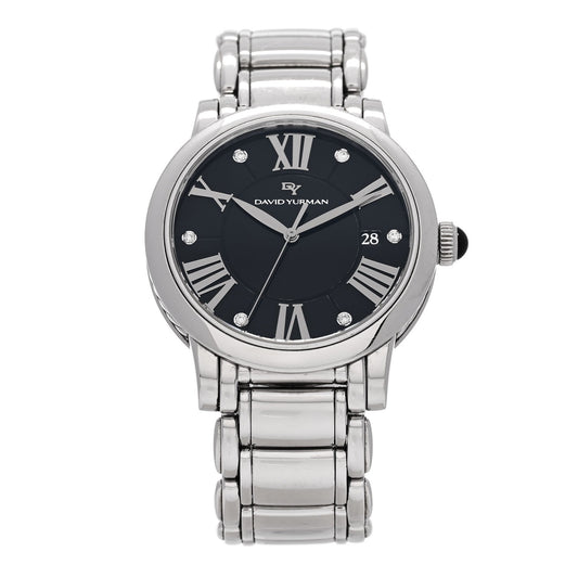 Stainless Steel Diamond 38mm Classic Quartz Watch Black