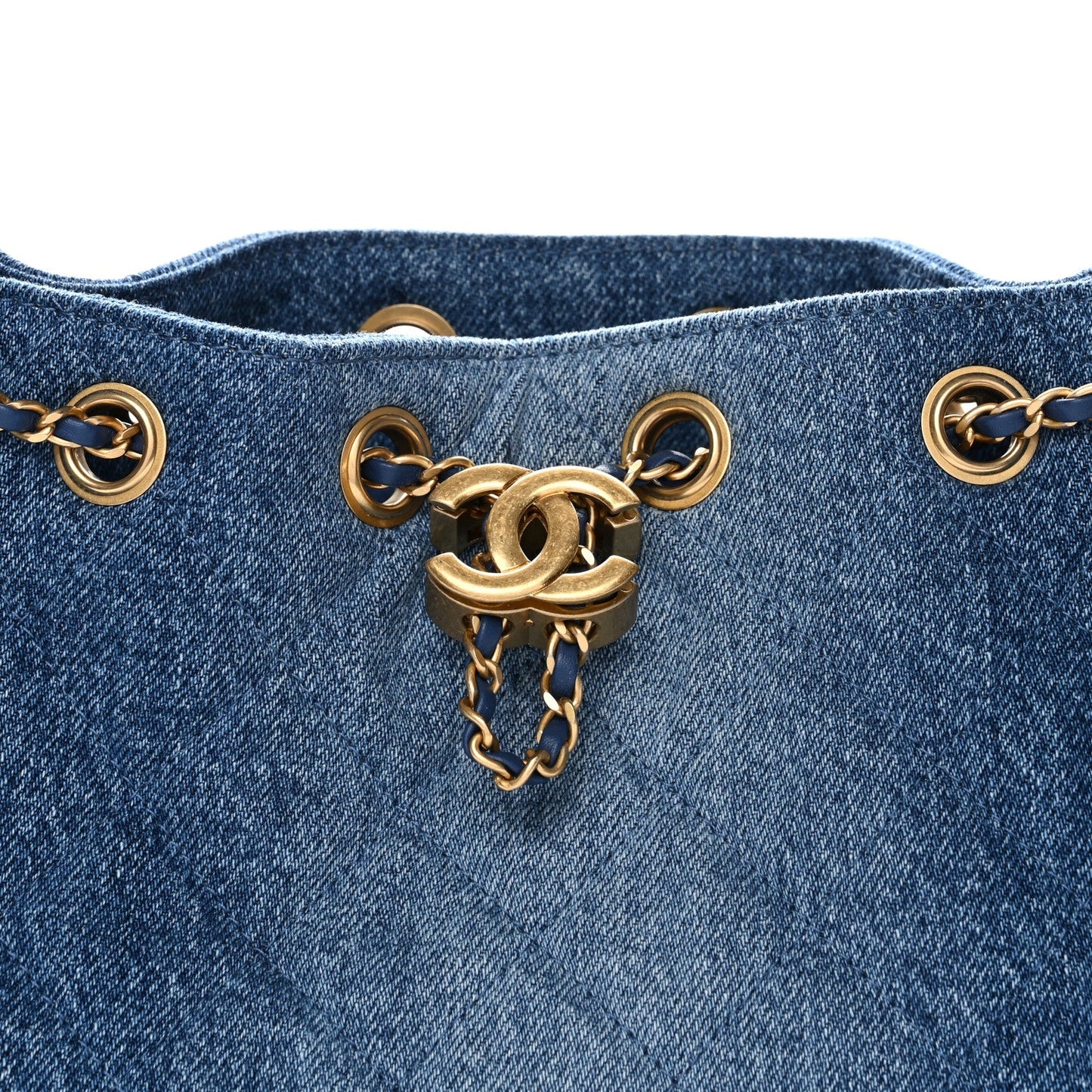 Washed Denim Quilted Mini Chanel 25 Handbag Blue