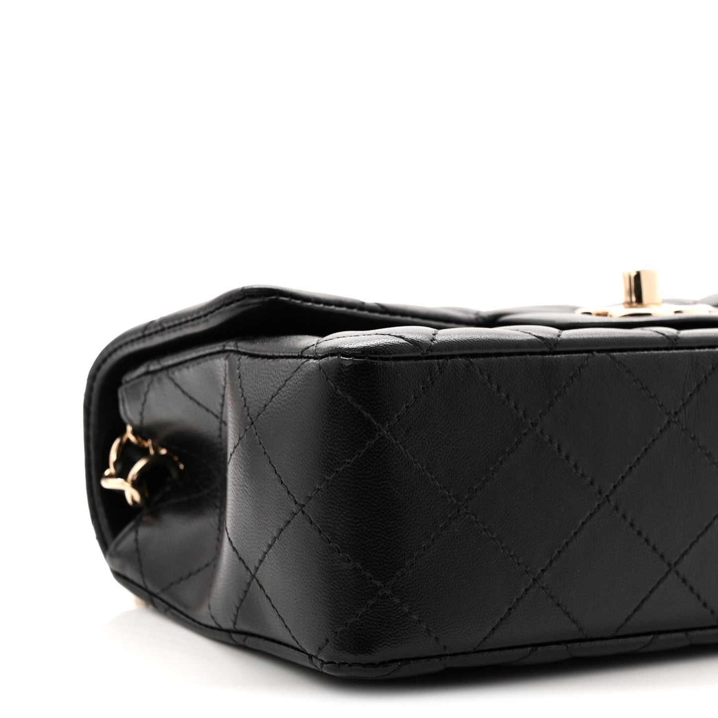 Lambskin Quilted Mini Rectangular Flap Black