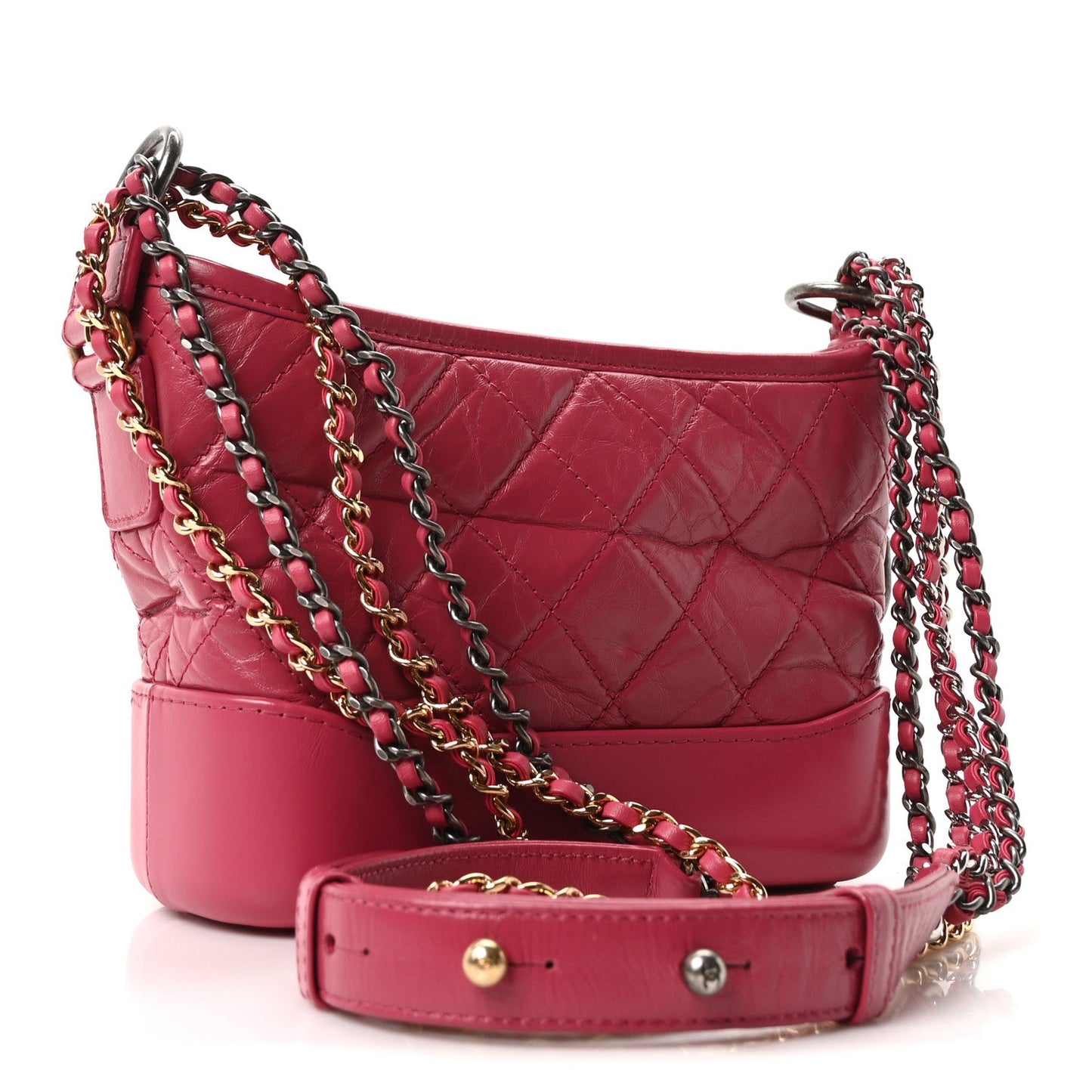 Aged Calfskin Quilted Small Gabrielle Hobo Fuchsia