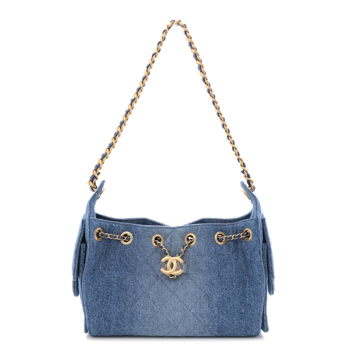 Washed Denim Quilted Mini Chanel 25 Handbag Blue
