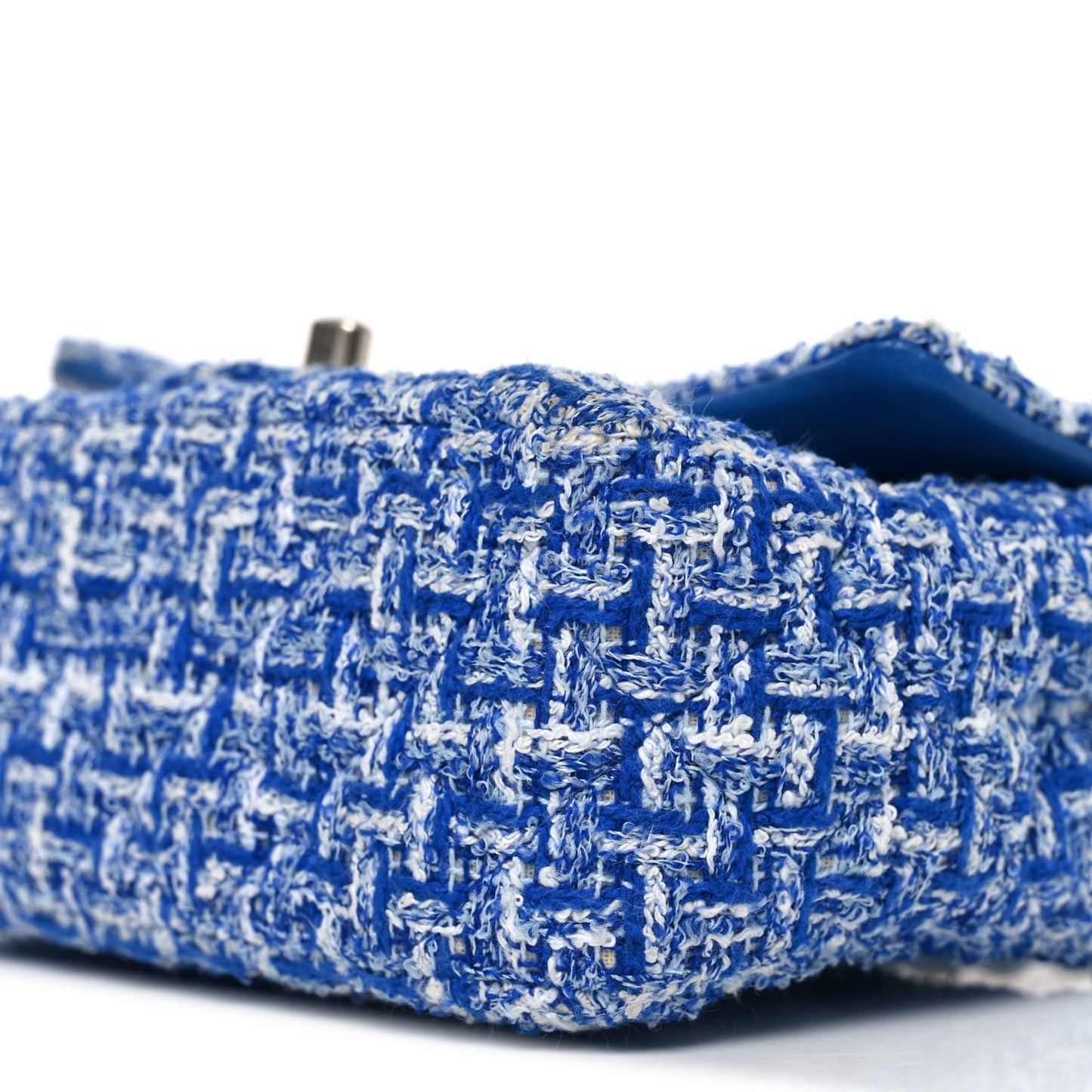 Tweed Quilted Mini Rectangular Flap Blue White