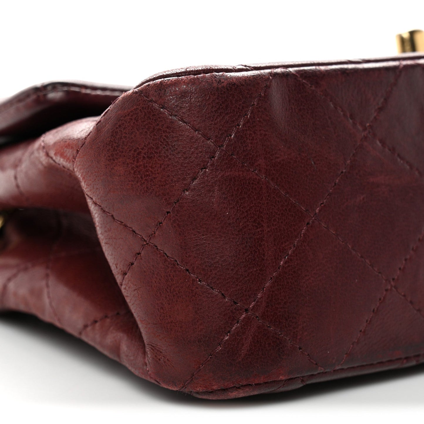 Lambskin Quilted Mini Rectangular Flap Burgundy