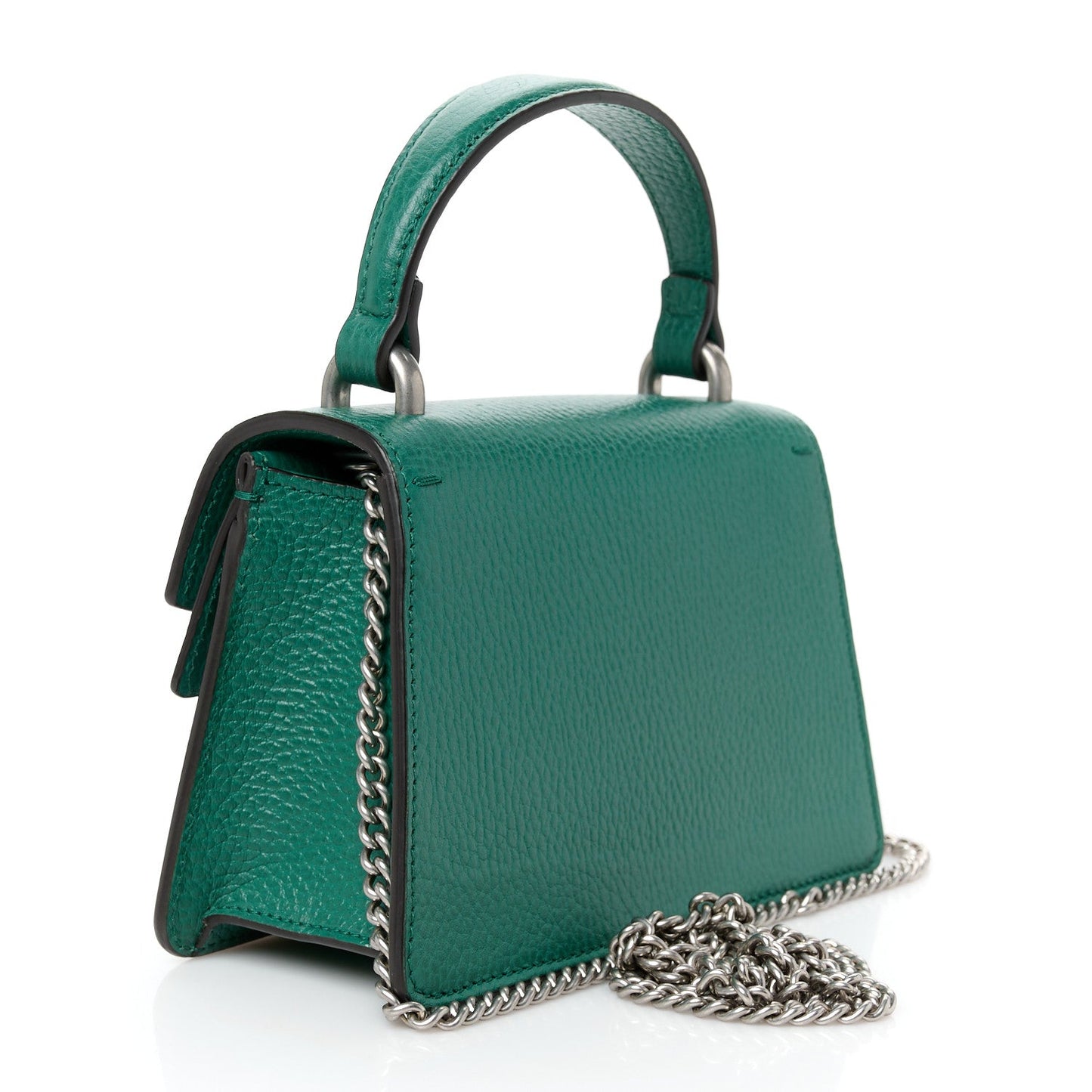 Dollar Calfskin Crystal Mini Dionysus Top Handle Bag Emerald