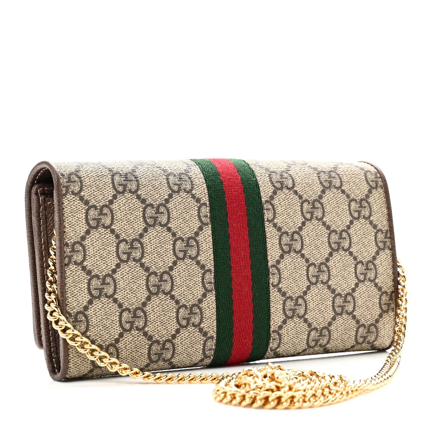 GG Supreme Monogram Web Ophidia Wallet On Chain Brown