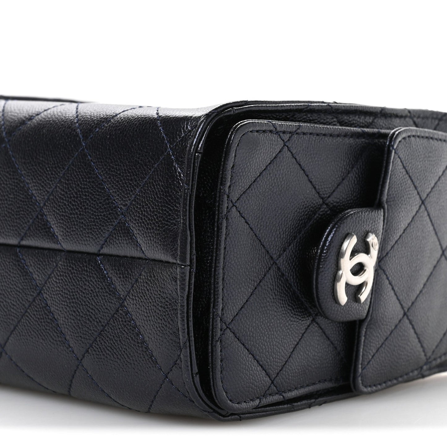 Metallic Caviar Quilted Mini Chanel 25 Handbag Dark Blue