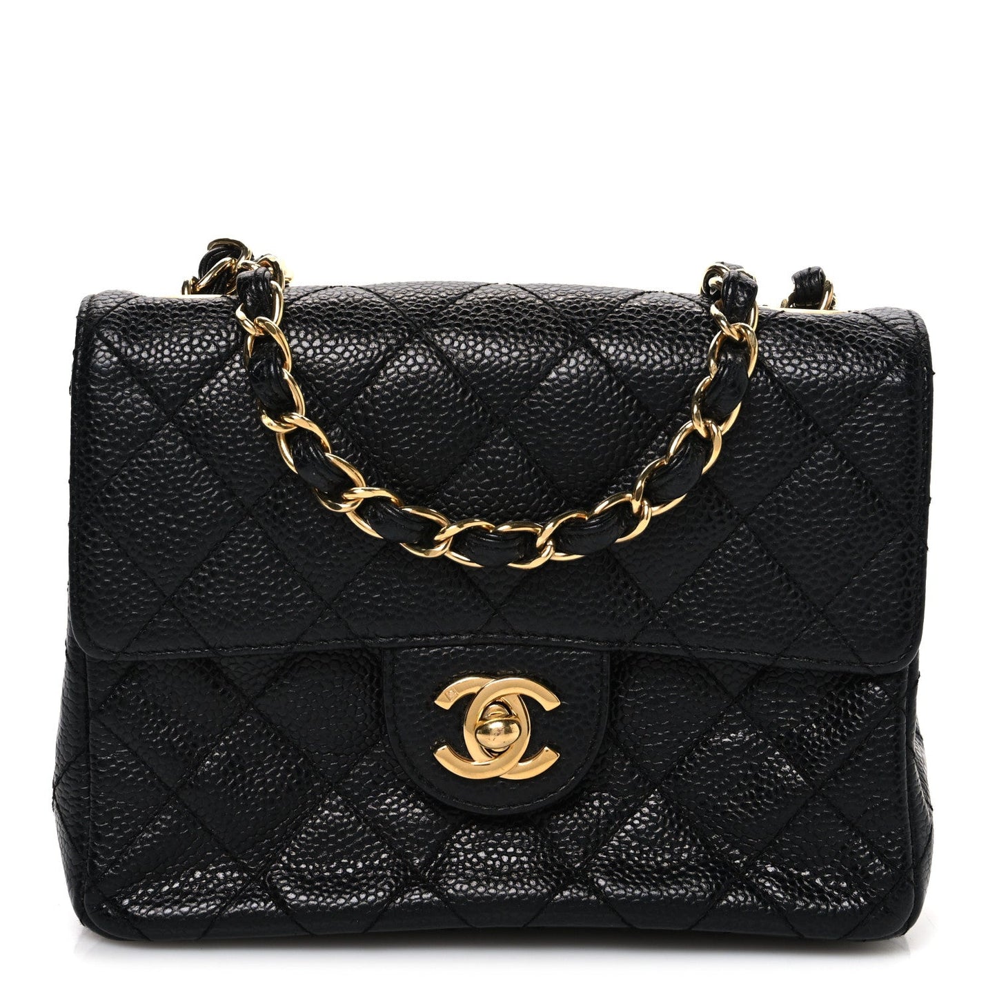Caviar Quilted Mini Square Flap Black