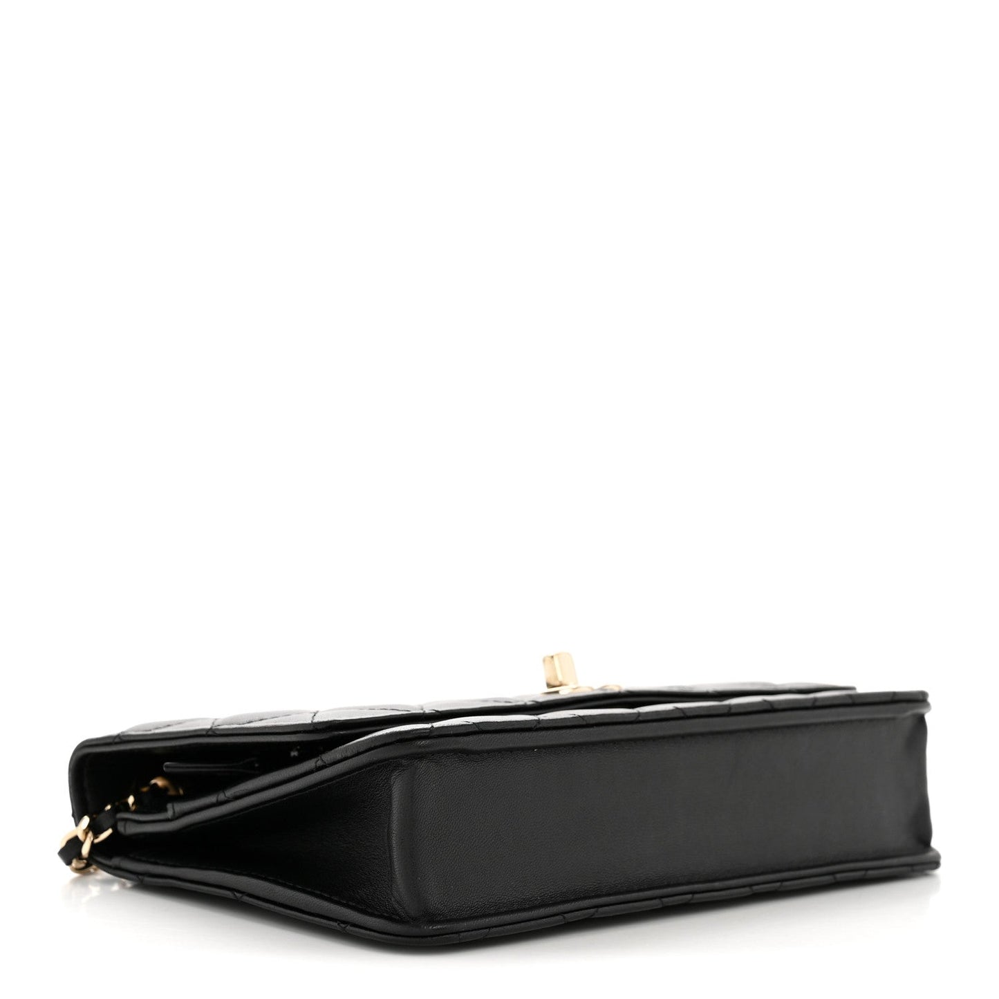 Lambskin Quilted Trendy CC Wallet On Chain WOC Black