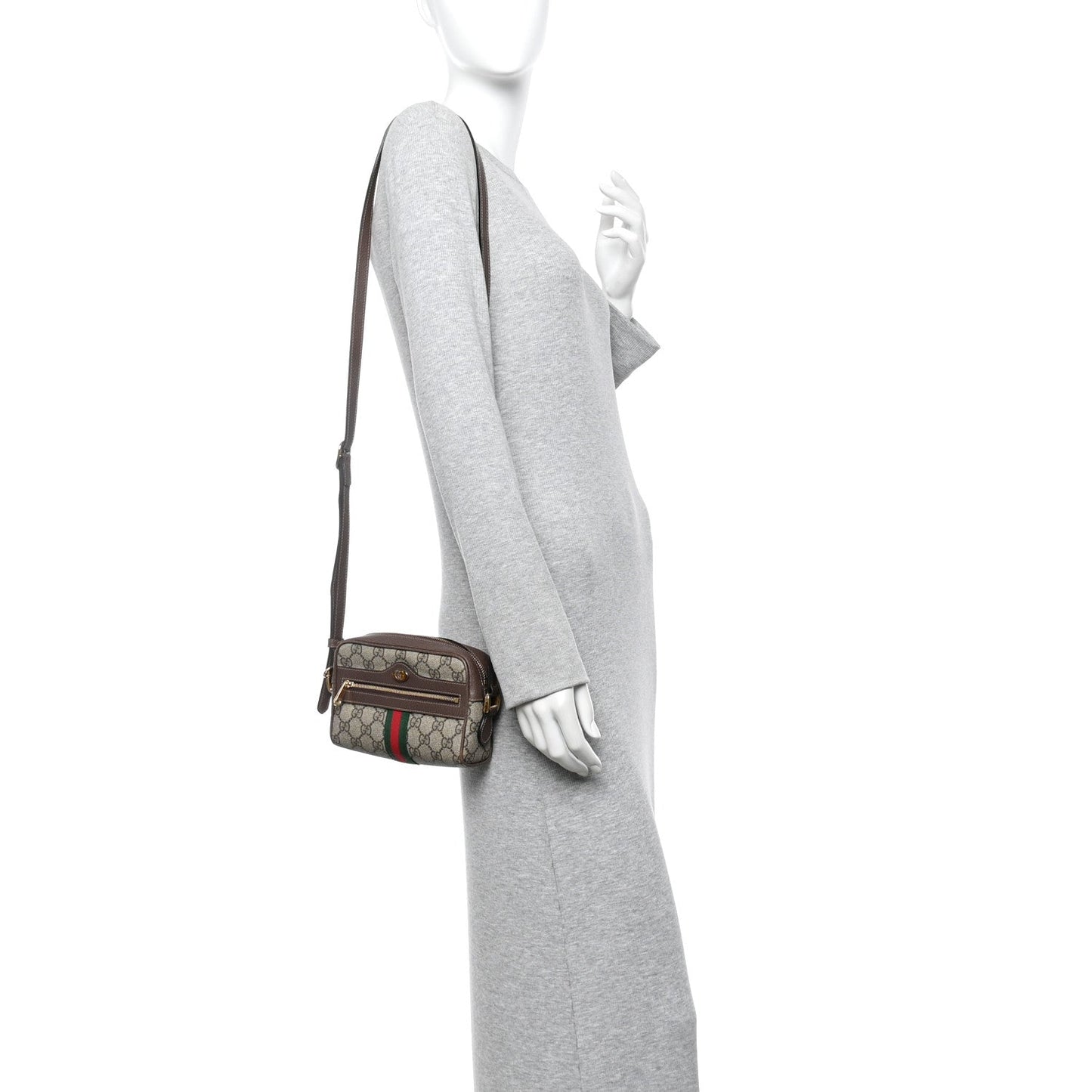 GG Supreme Monogram Web Mini Ophidia Shoulder Bag Brown