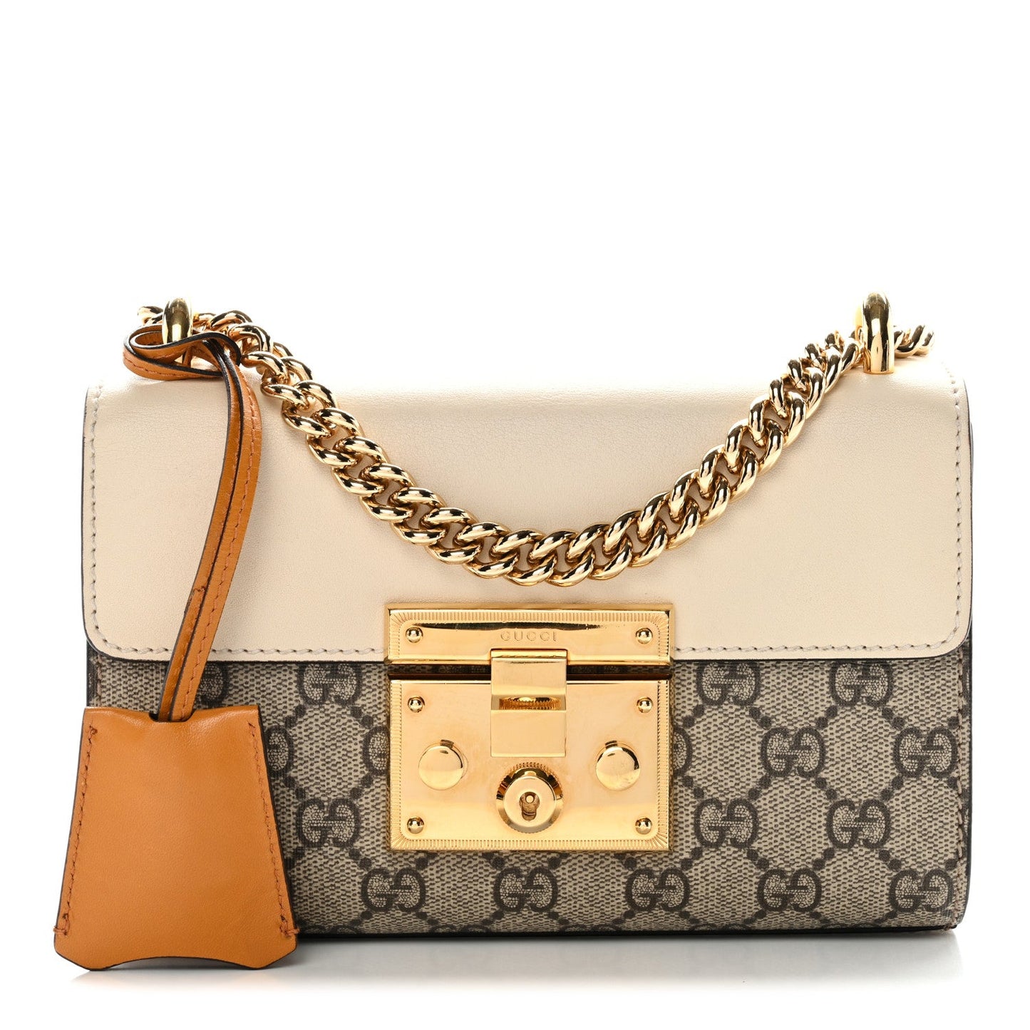 GG Supreme Monogram Calfskin Small Padlock Shoulder Bag Beige Mystic White Sun Oil