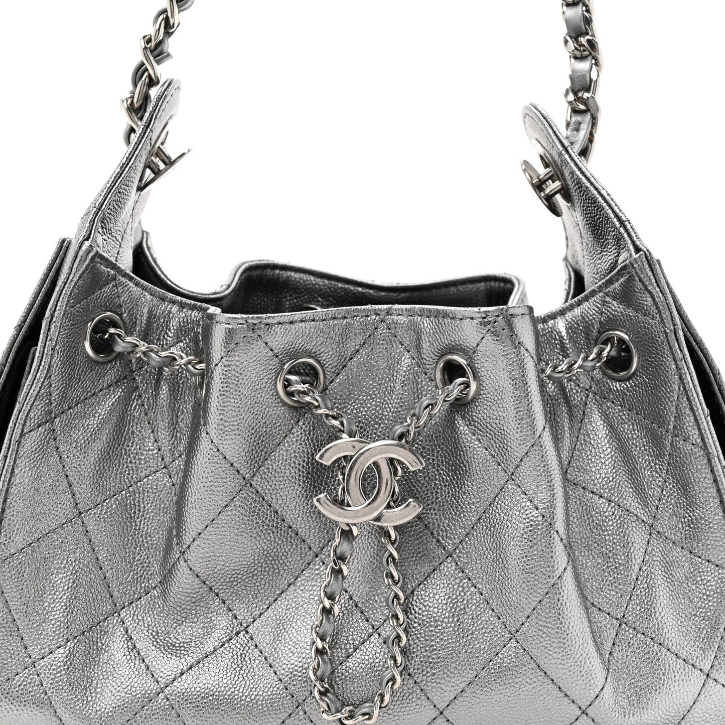 Metallic Caviar Quilted Mini Chanel 25 Handbag Anthracite