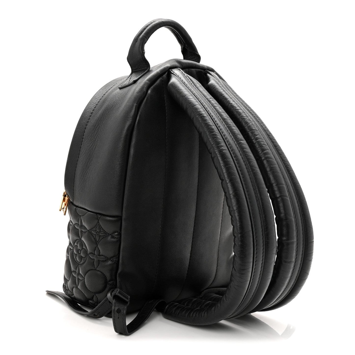 Lambskin Flower Quilted Palm Springs Backpack PM Black