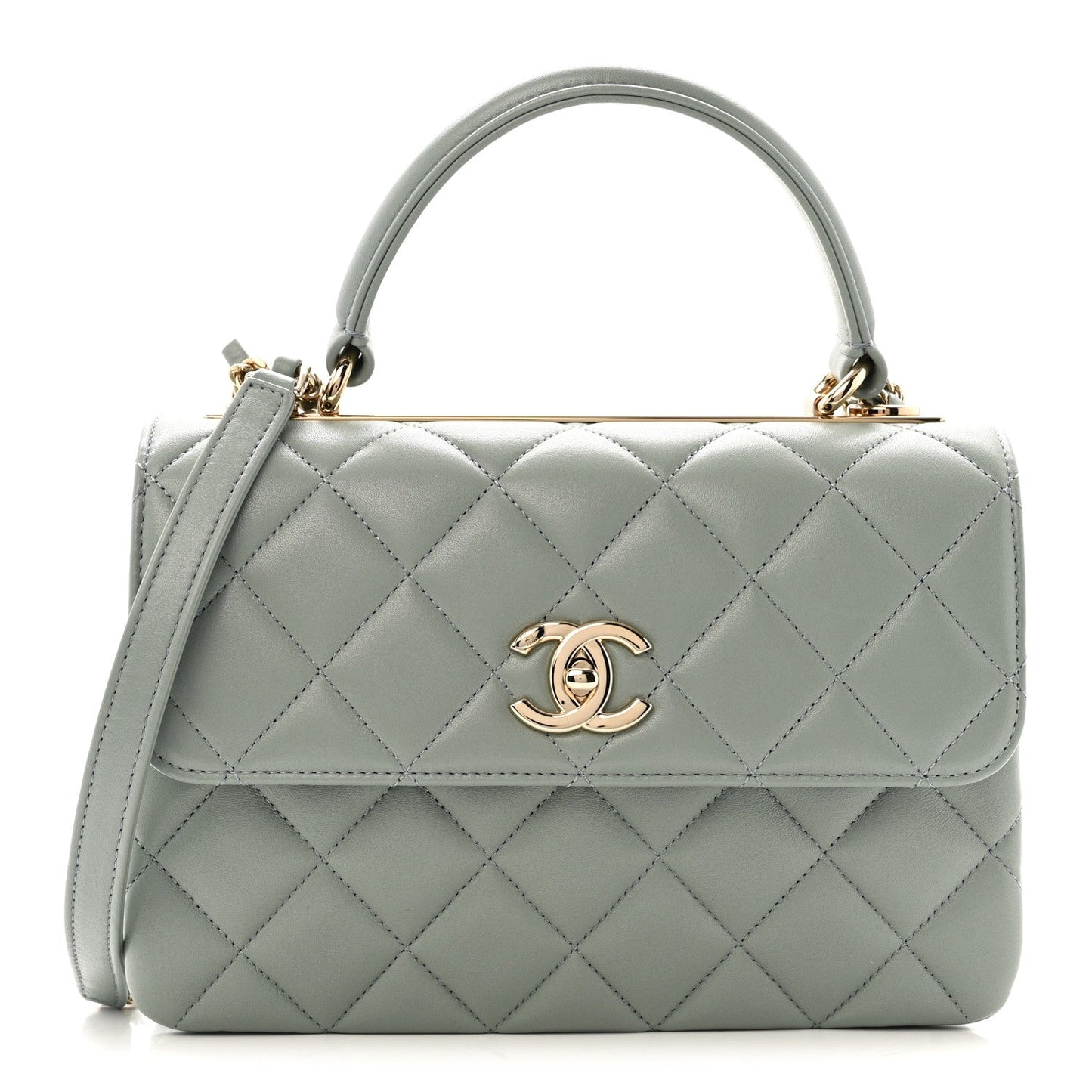 Lambskin Quilted Small Trendy CC Flap Dual Handle Bag Grey