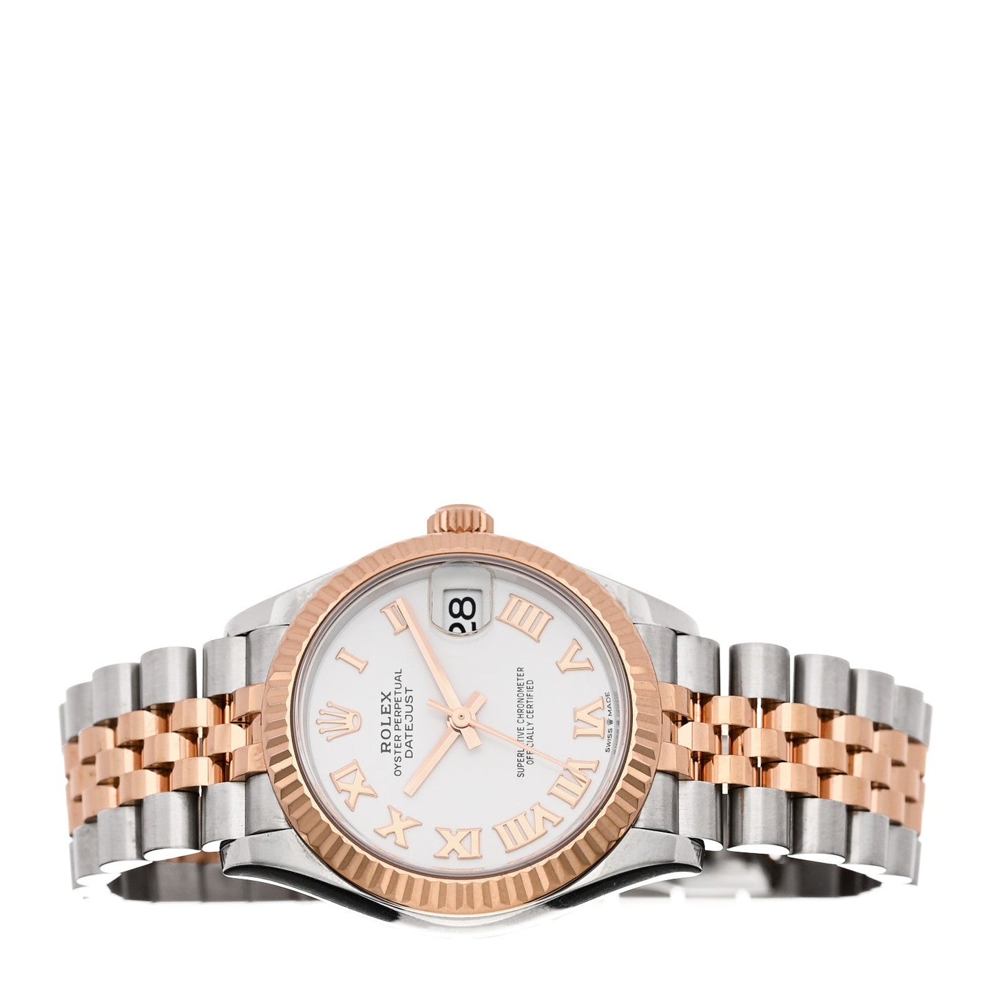 Stainless Steel 18K Everose Gold 31mm Oyster Perpetual Datejust Watch White Roman 278271