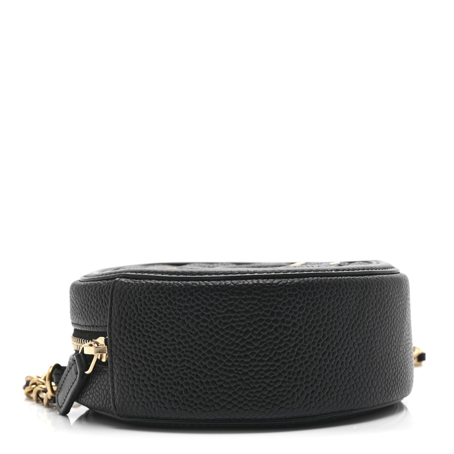 Caviar Quilted Round Filigree Crossbody Black