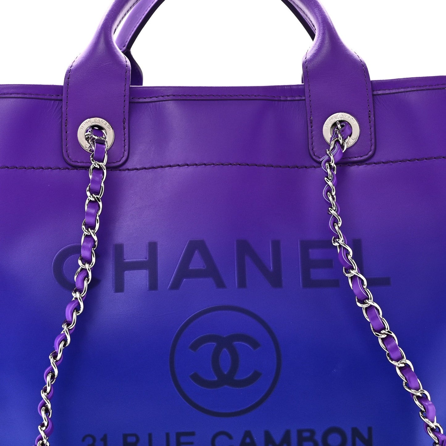 Shaded Calfskin Small Deauville Tote Purple Blue
