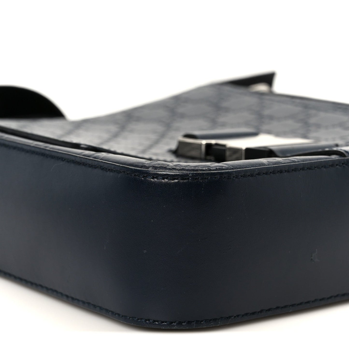 Guccissima Signature Single Buckle Flap Messenger Bag Navy