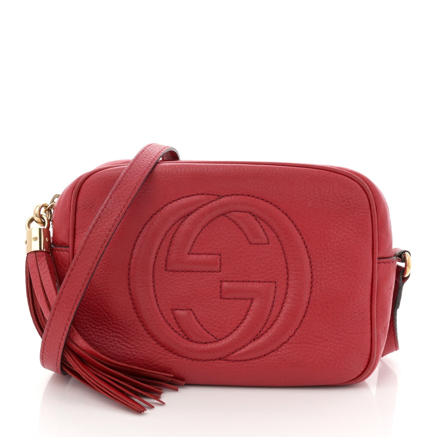Pebbled Calfskin Small Soho Disco Bag Vibrant Red