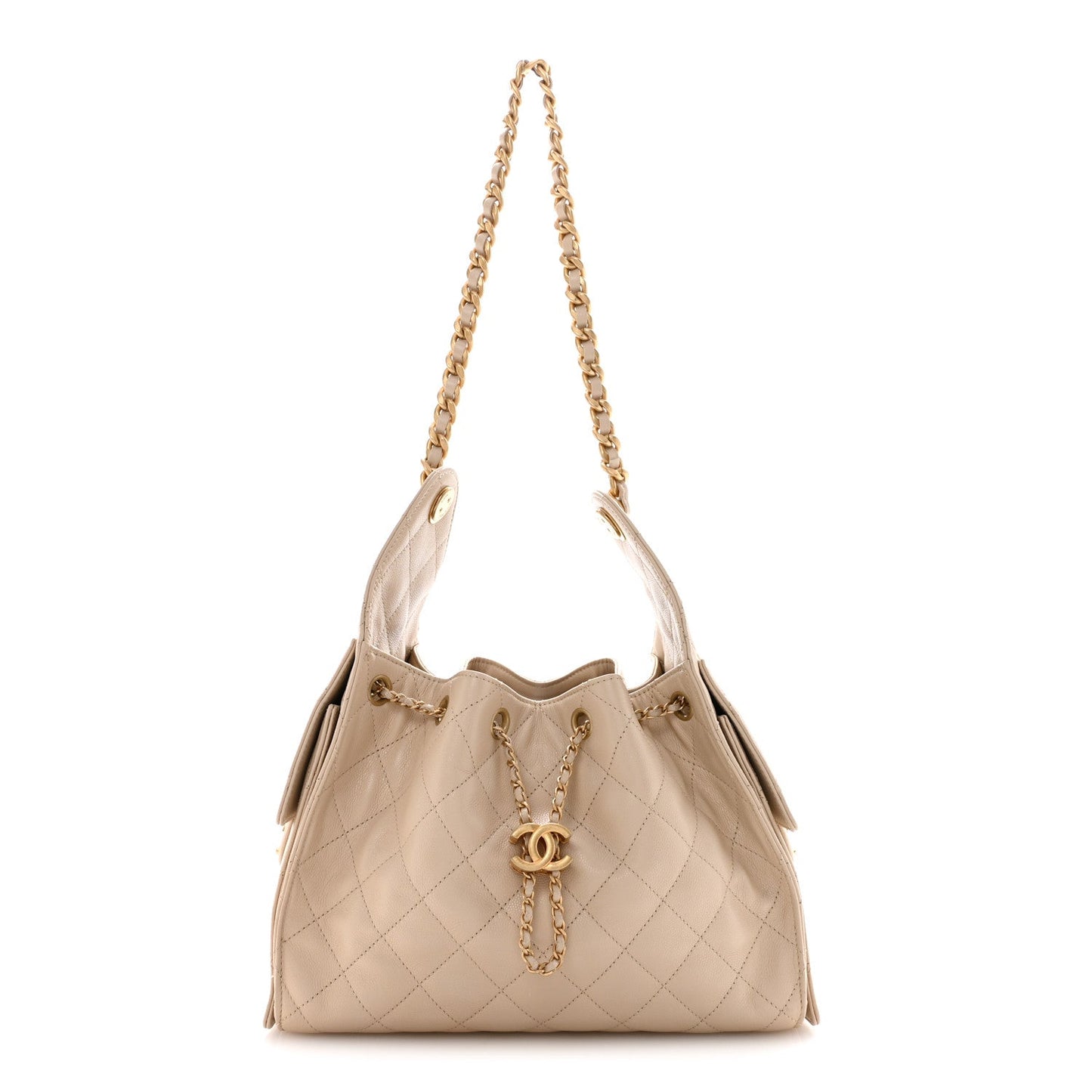 Caviar Quilted Small Chanel 25 Handbag Beige