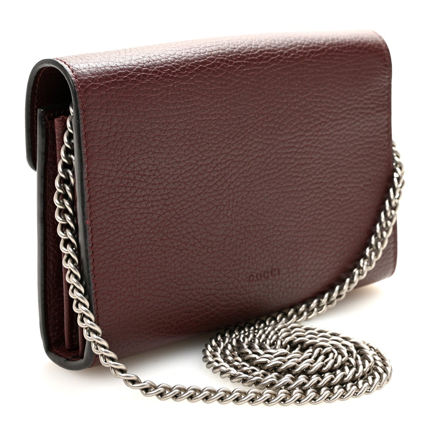 Dollar Calfskin Crystal Mini Dionysus Chain Wallet Vintage Bordeaux