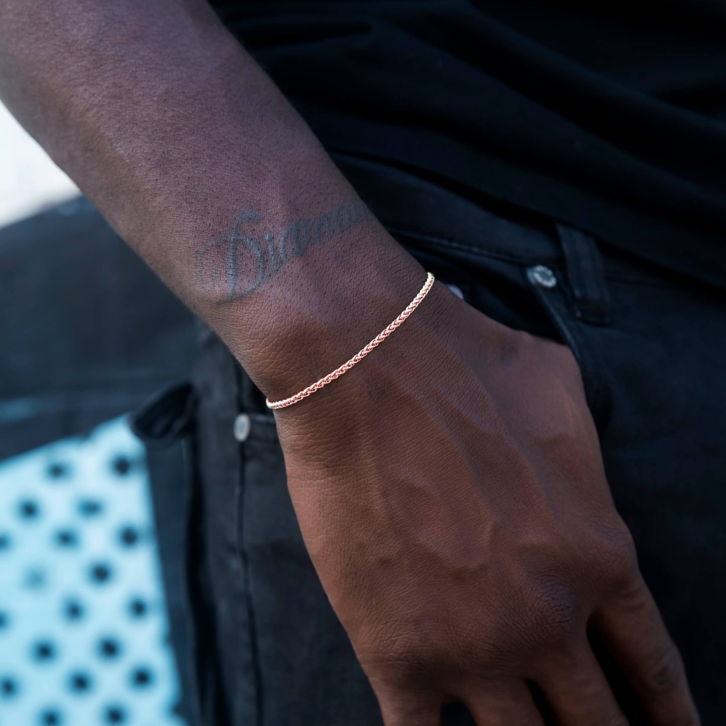 Palm Chain Bracelet in Rose Gold - 2mm
