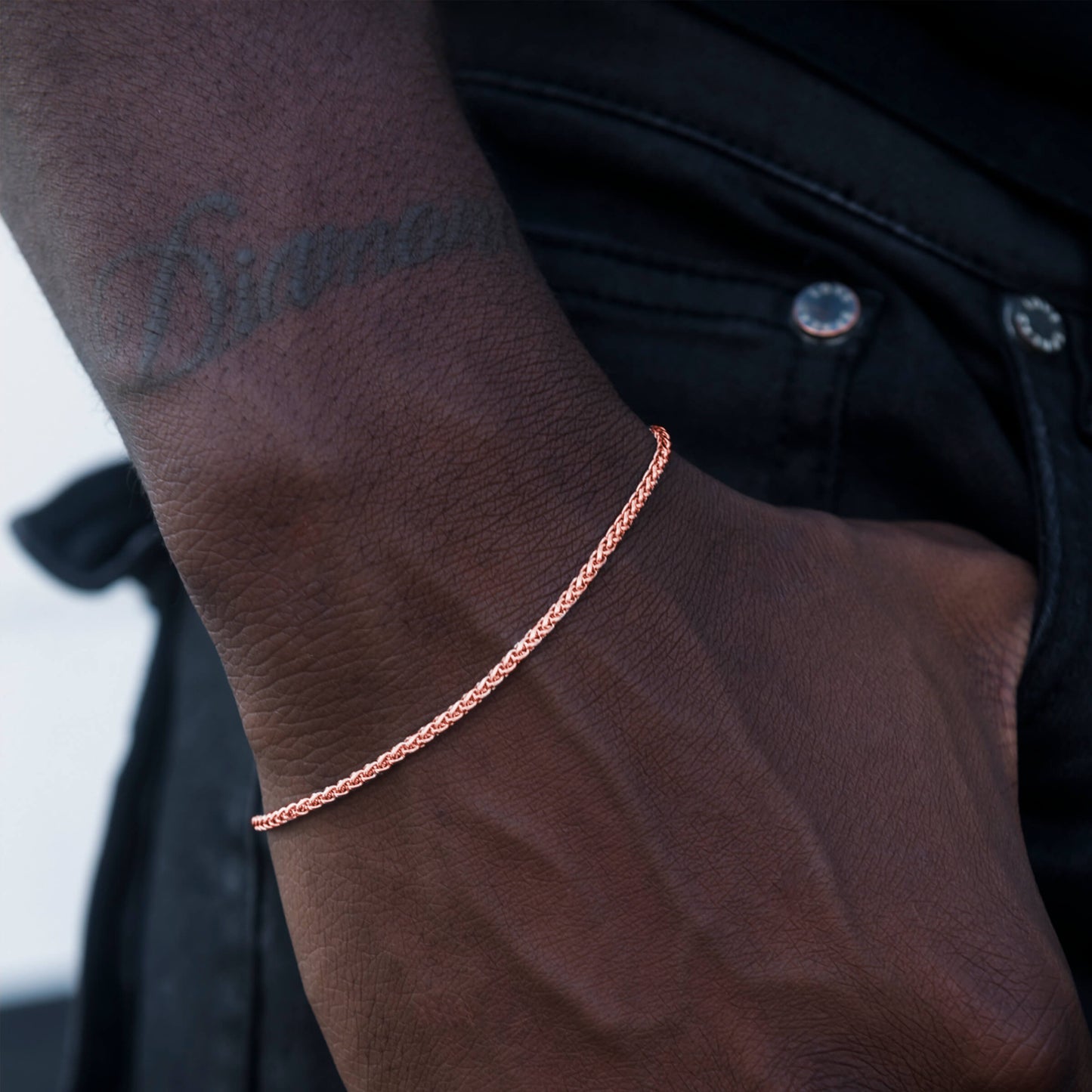 Palm Chain Bracelet in Rose Gold - 2mm