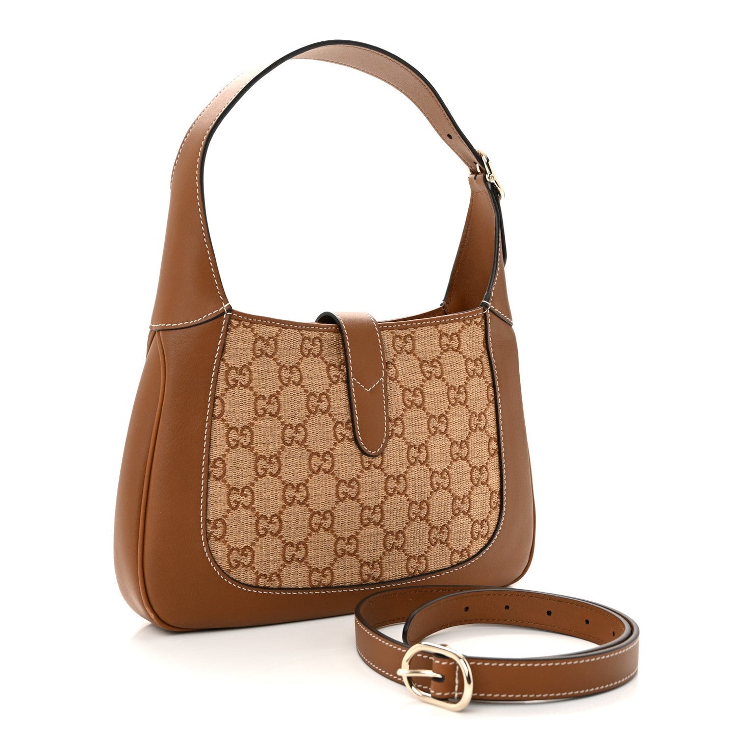 Raffia GG Supreme Monogram Calfskin Small Jackie 1961 Hobo Natural