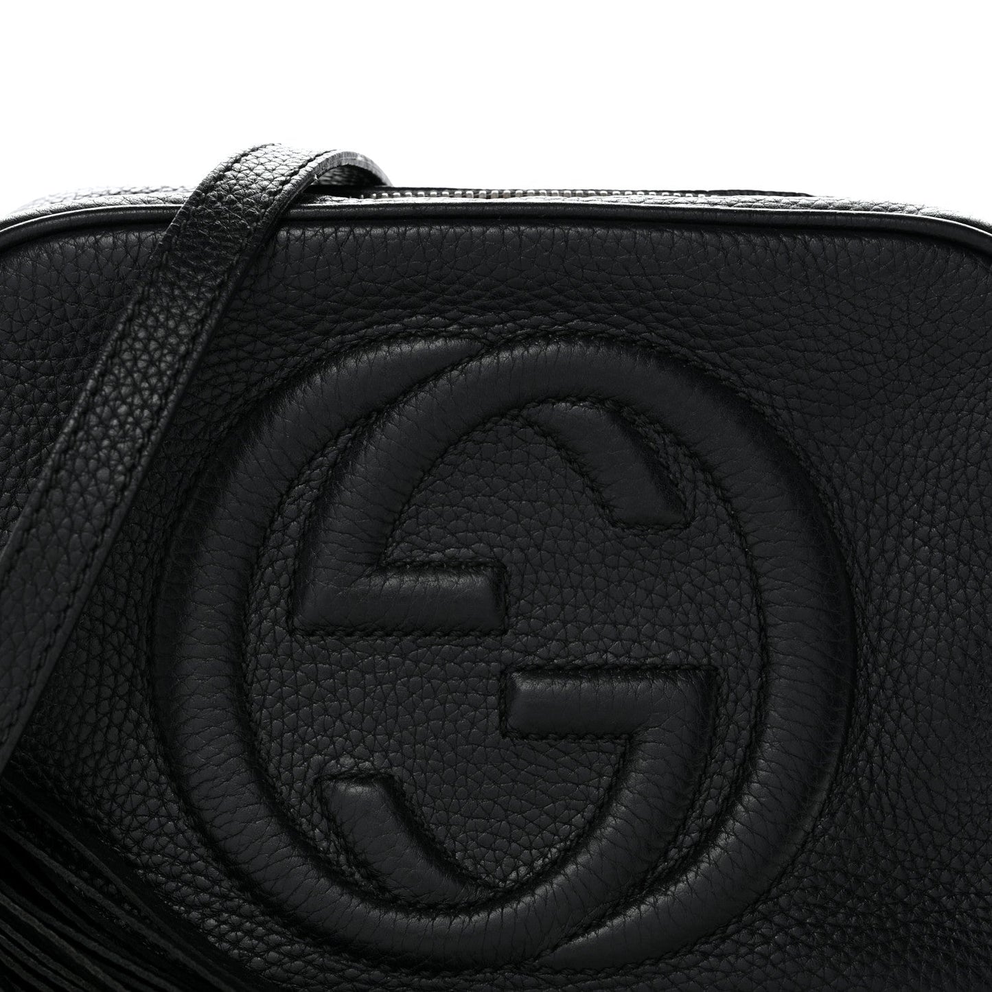 Pebbled Calfskin Small Soho Disco Bag Black