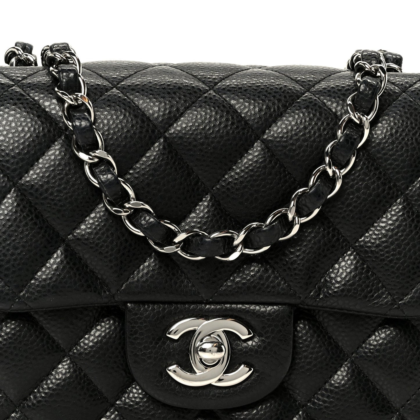 Caviar Quilted Mini Square Flap Black