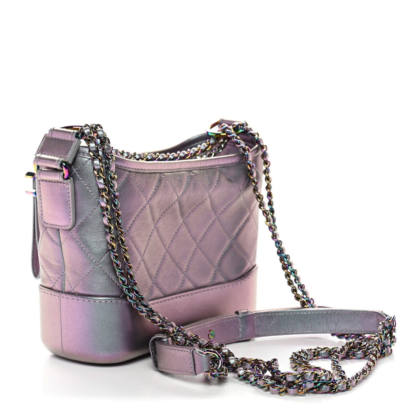 Iridescent Lambskin Calfskin Quilted Small Gabrielle Hobo Light Purple