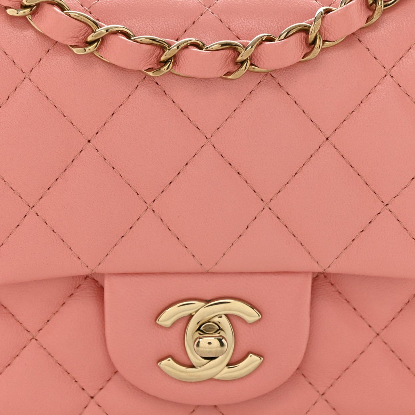 Lambskin Quilted Mini Square Flap Pink