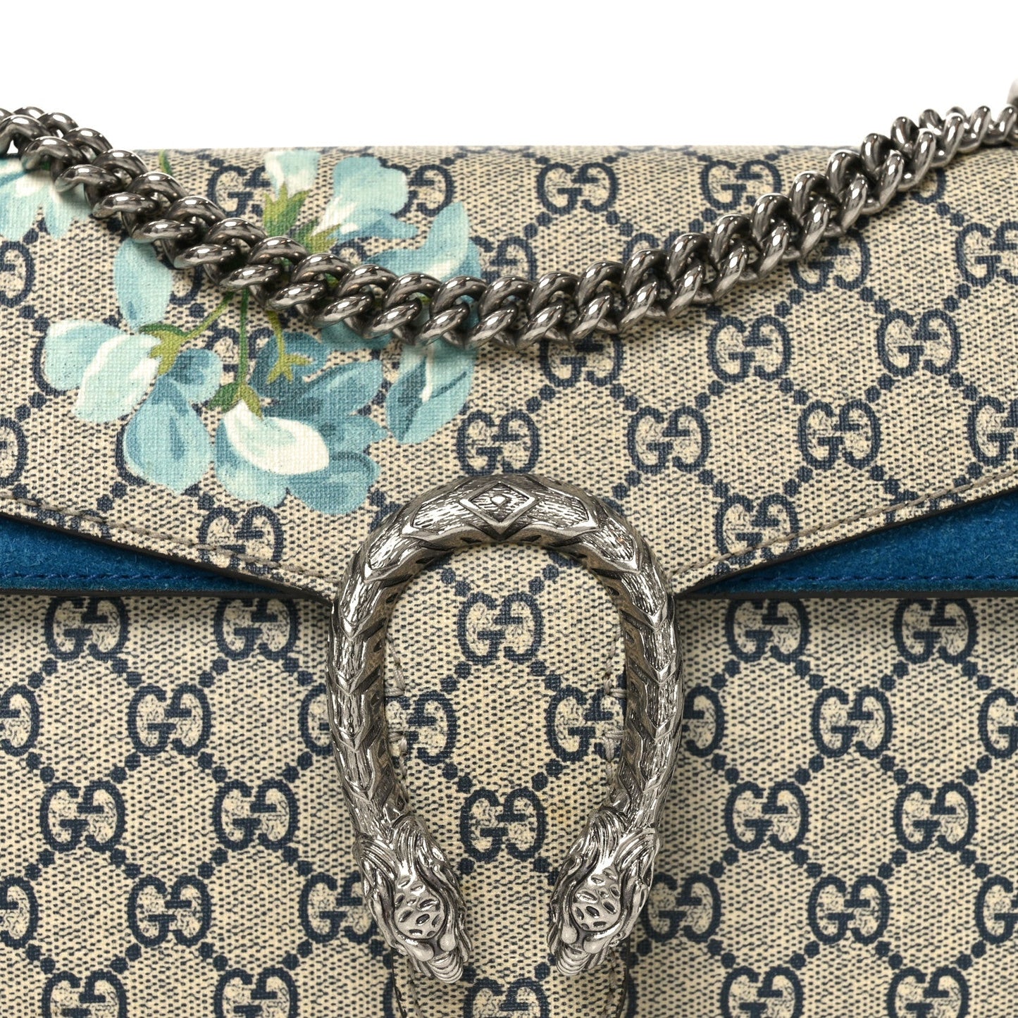 GG Supreme Monogram Blooms Small Dionysus Shoulder Bag Beige Navy Vintage Blue