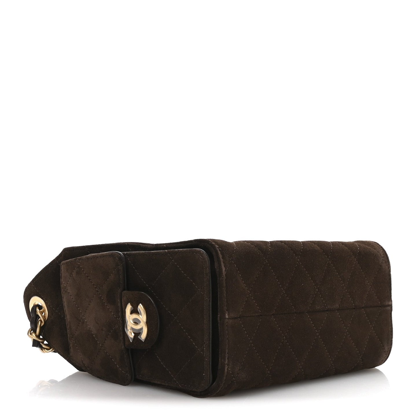 Suede Quilted Mini Chanel 25 Handbag Dark Brown