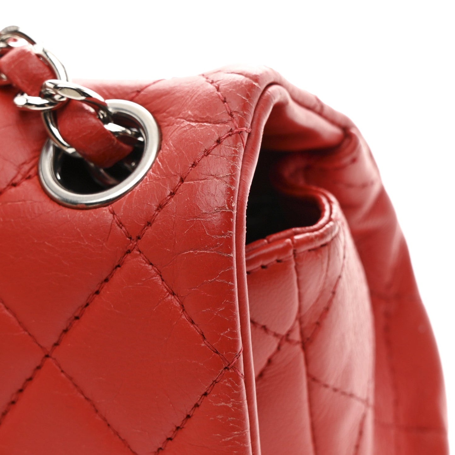 Lambskin Quilted Mini Rectangular Flap Red