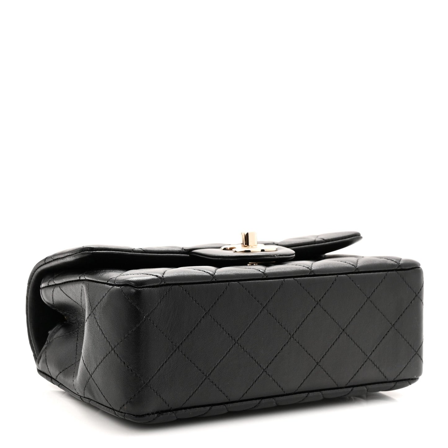 Lambskin Quilted Mini Rectangular Flap Black
