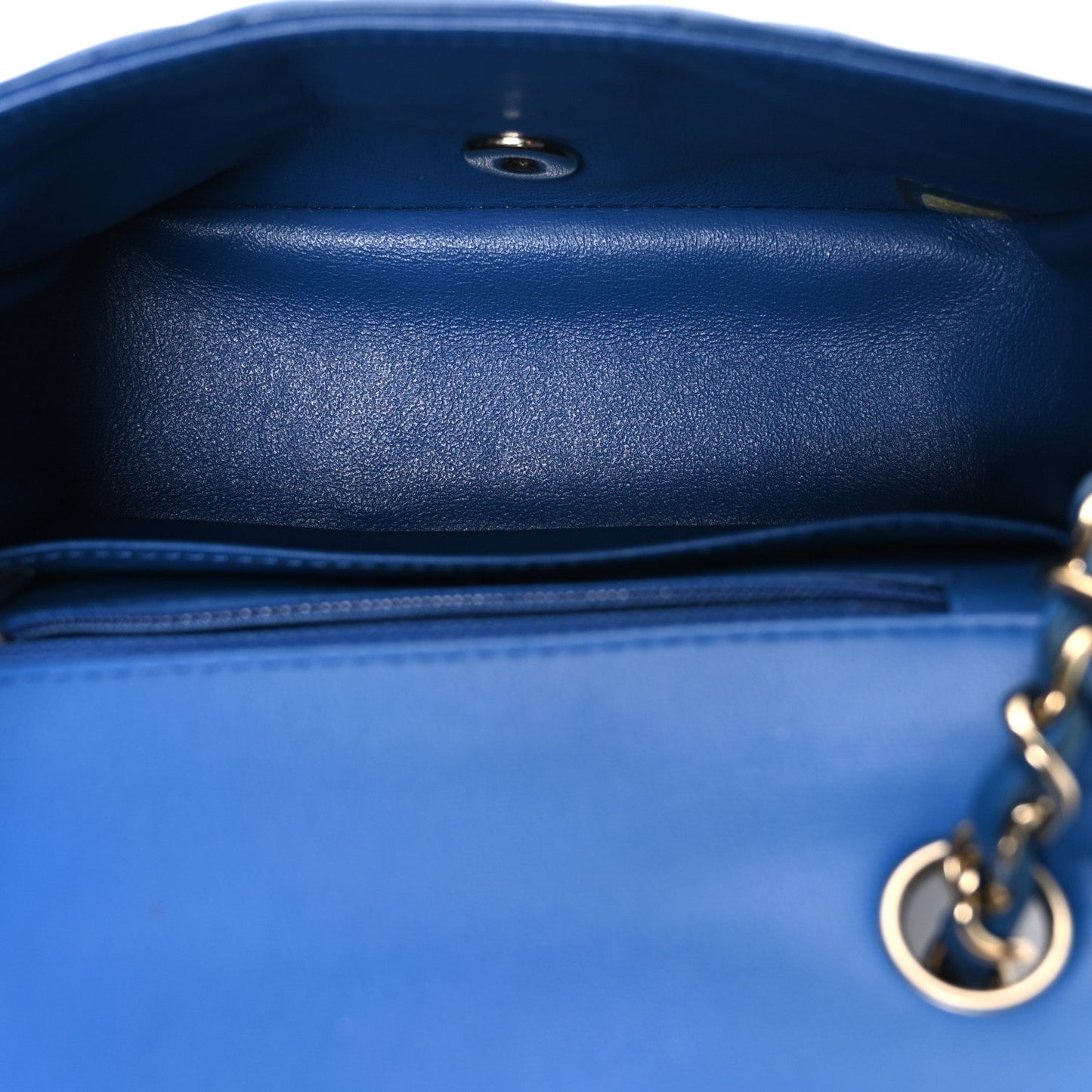 Lambskin Chevron Quilted Mini Square Flap Blue