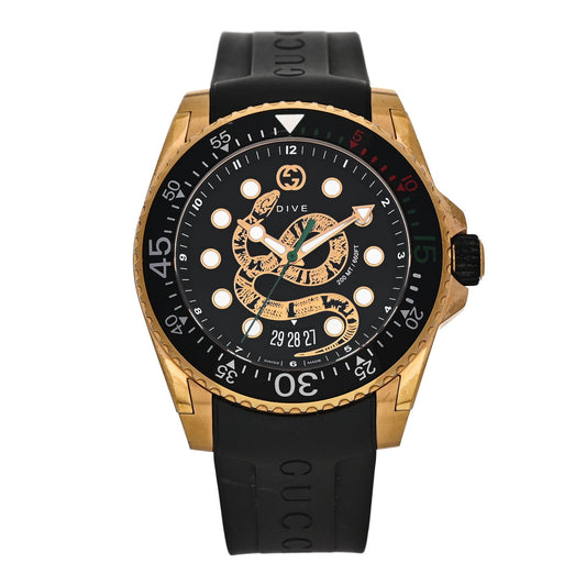 Stainless Steel Rubber 45mm Dive Snake Quartz Watch Black