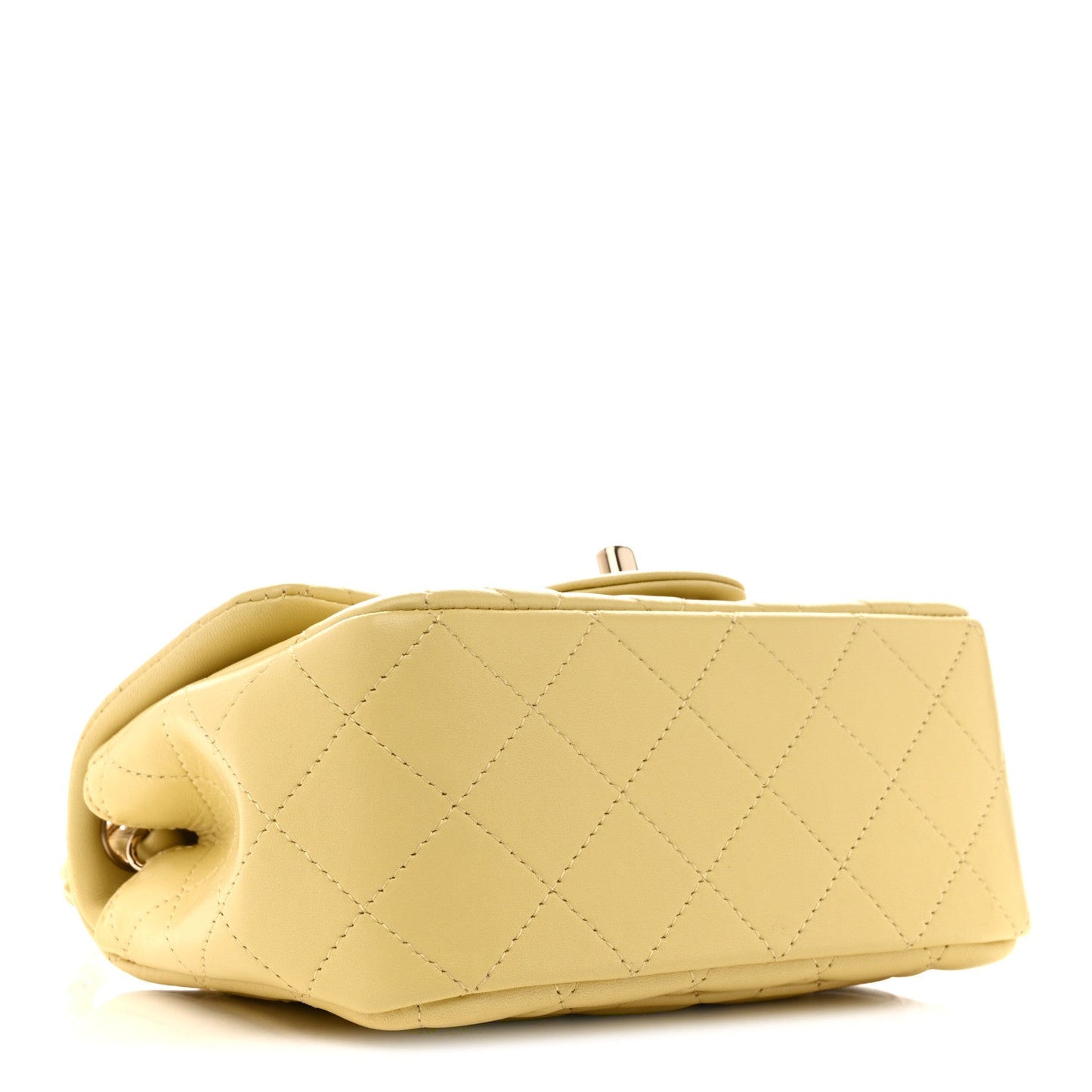 Lambskin Quilted Mini Square Flap Light Yellow