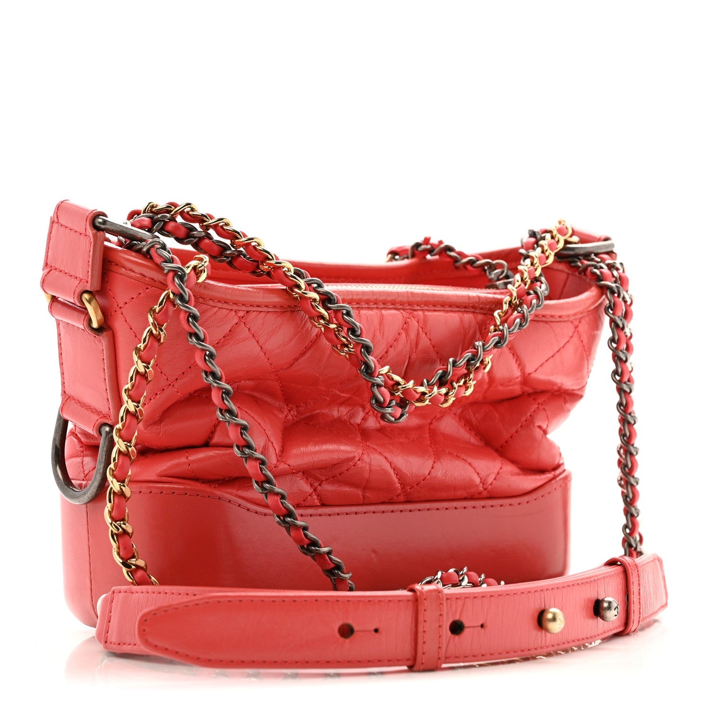 Aged Calfskin Quilted Small Gabrielle Hobo Pink