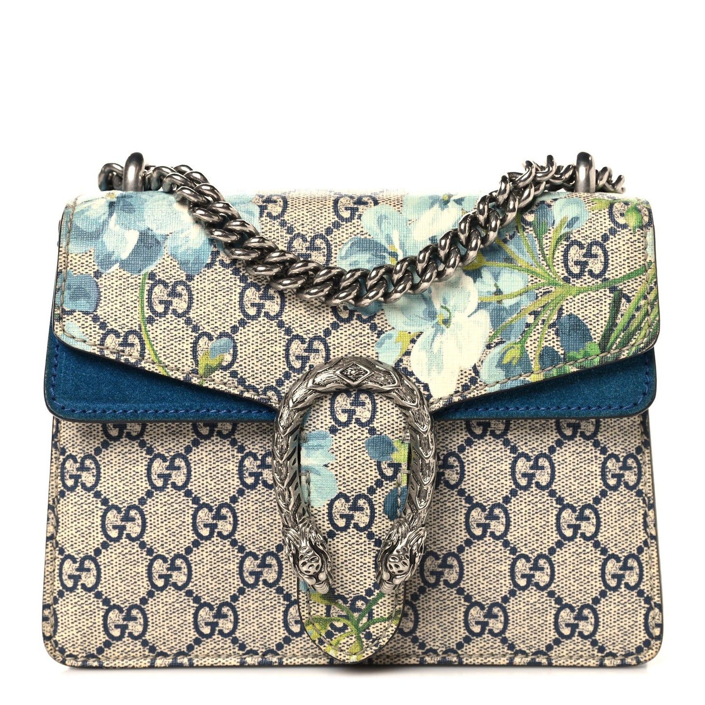 GG Supreme Monogram Blooms Mini Dionysus Shoulder Bag Beige Navy Vintage Blue