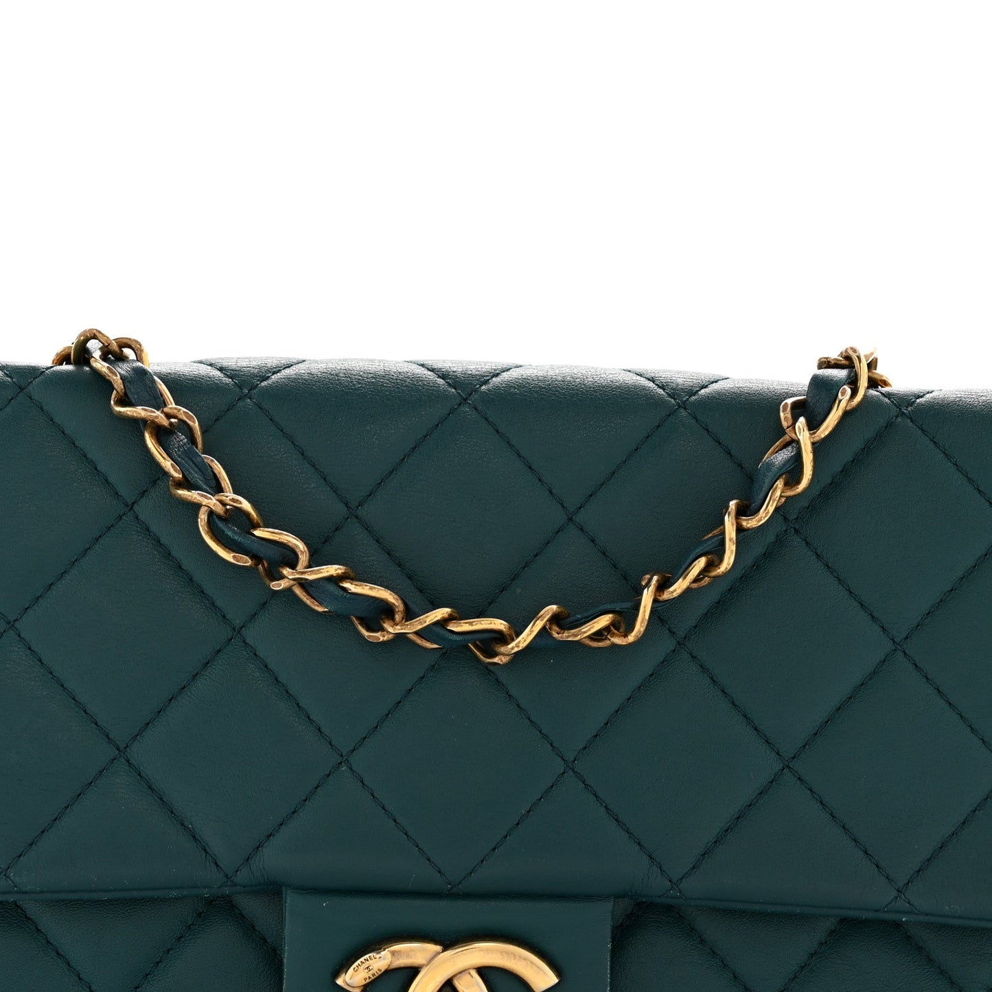 Lambskin Quilted Mini Rectangular Flap Dark Blue
