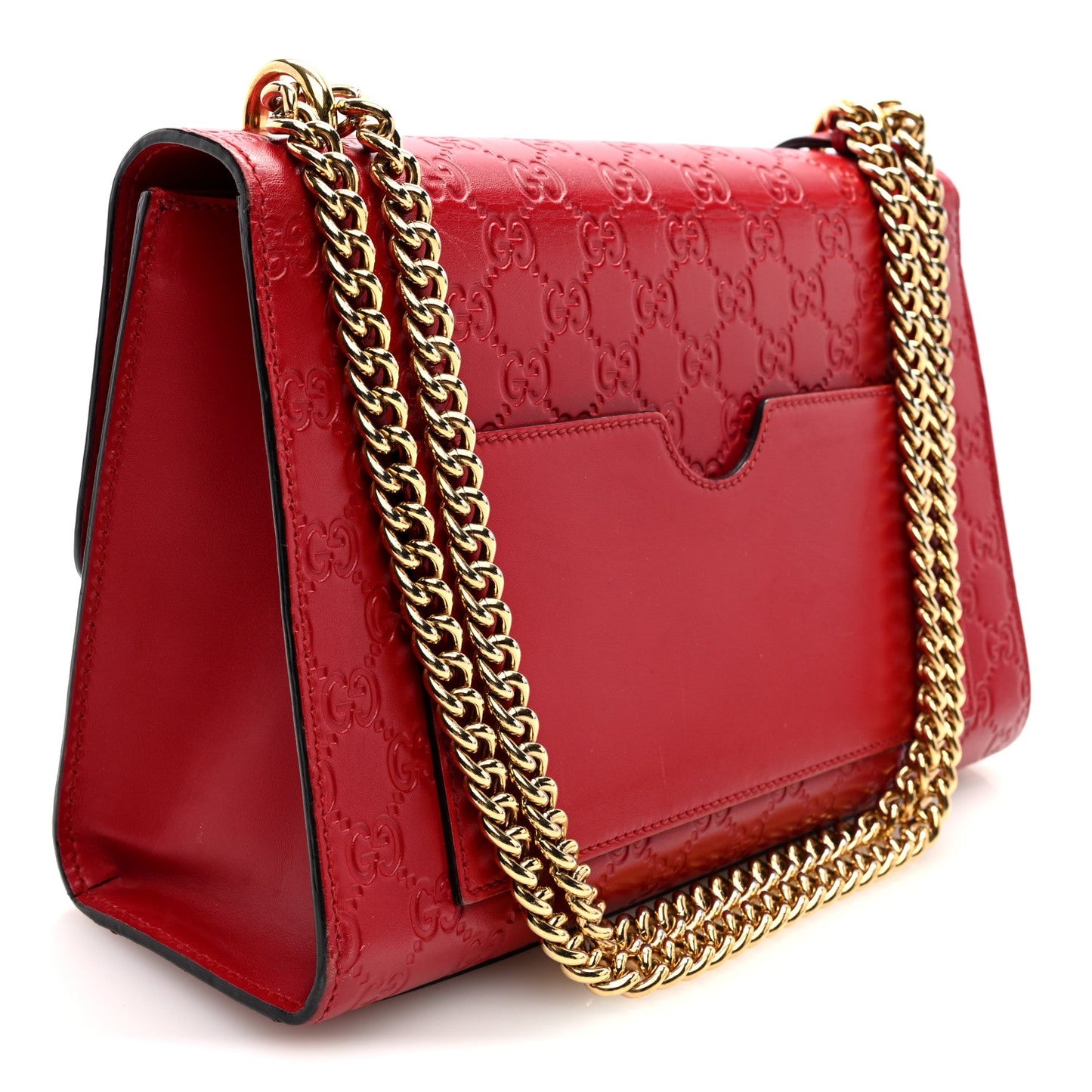 Guccissima Medium Padlock Shoulder Bag Hibiscus Red