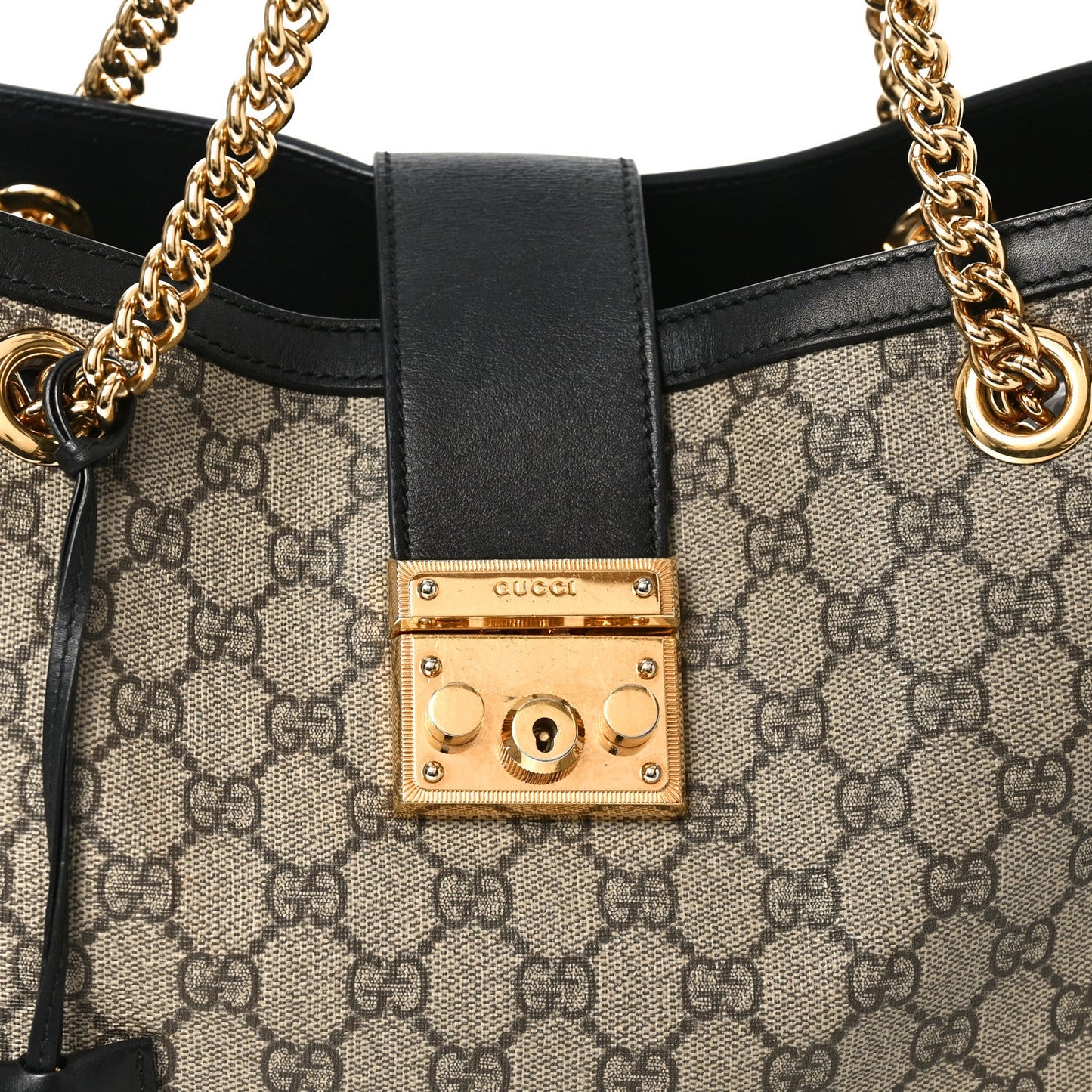 GG Supreme Monogram Medium Padlock Tote Black